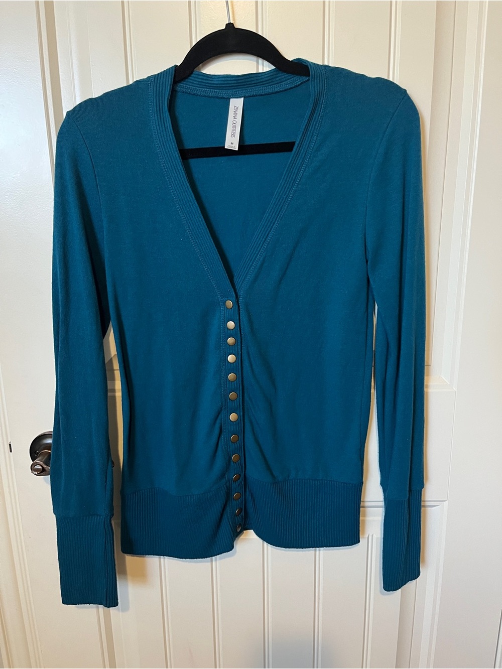 Zenana Outfitters Teal Snap-Button Women's Cardigan